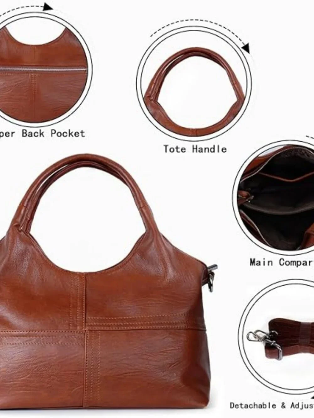 Medium Vegan Leather Purse for Women with Detachable Satchel Strap Ladies Handbg
